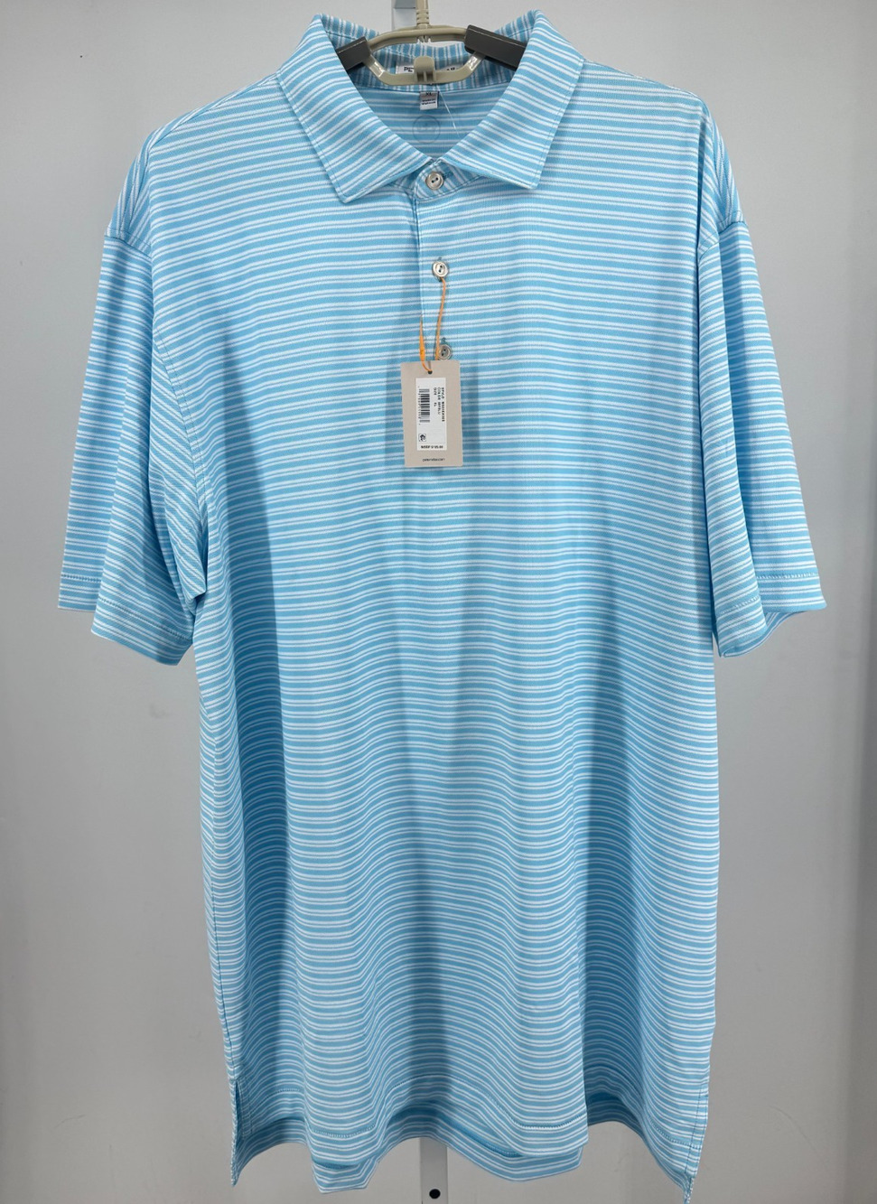 Peter Millar Dellroy Performance Mesh Polo Shirt Mens XL Maya Blue Striped NWT